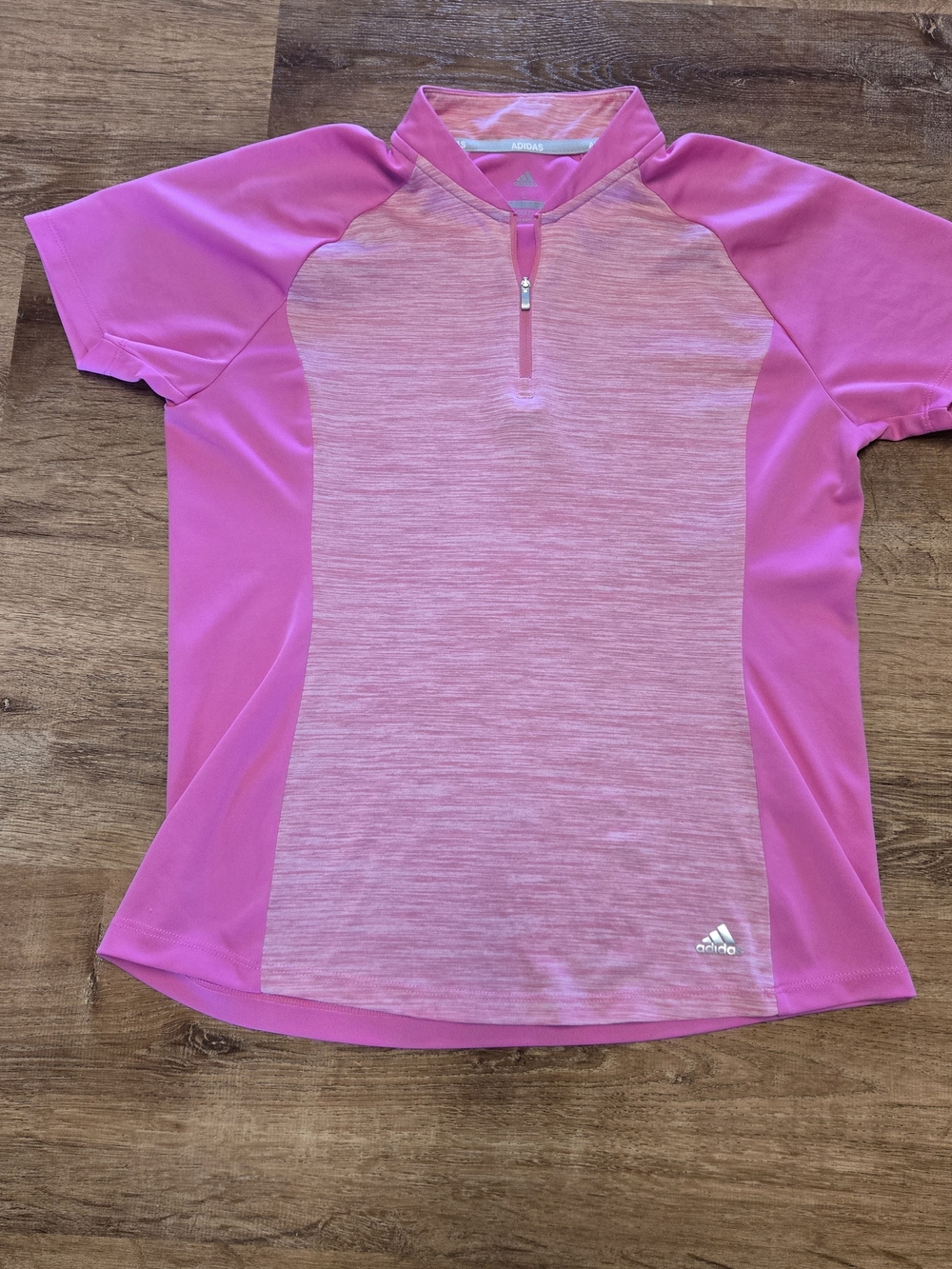 adidas Pink Heathered Short-Sleeve Quarter-Zip Golf Athletic Top Large